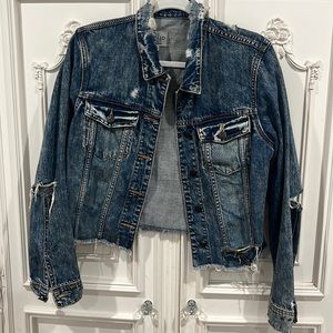 acid wash denim jacket, blue finish